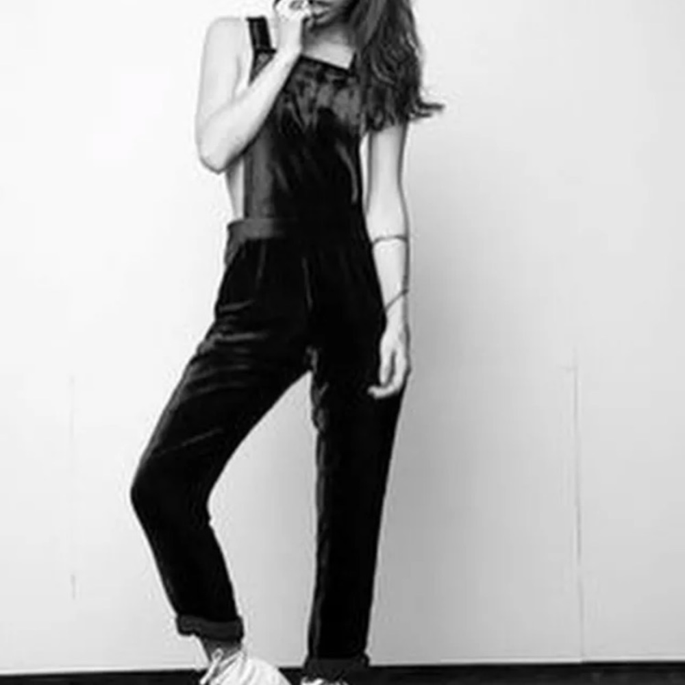 Top shop Crushed Velvet Overalls Black
